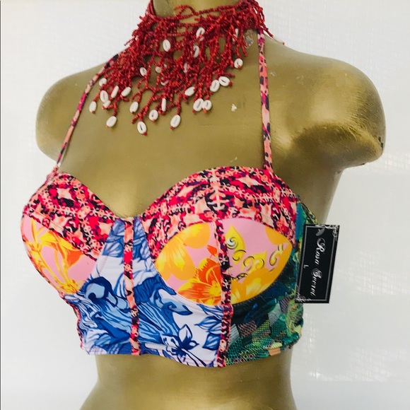 NWT 80s Inspired TROPICAL Status Print BIKINI L - Picture 8 of 16